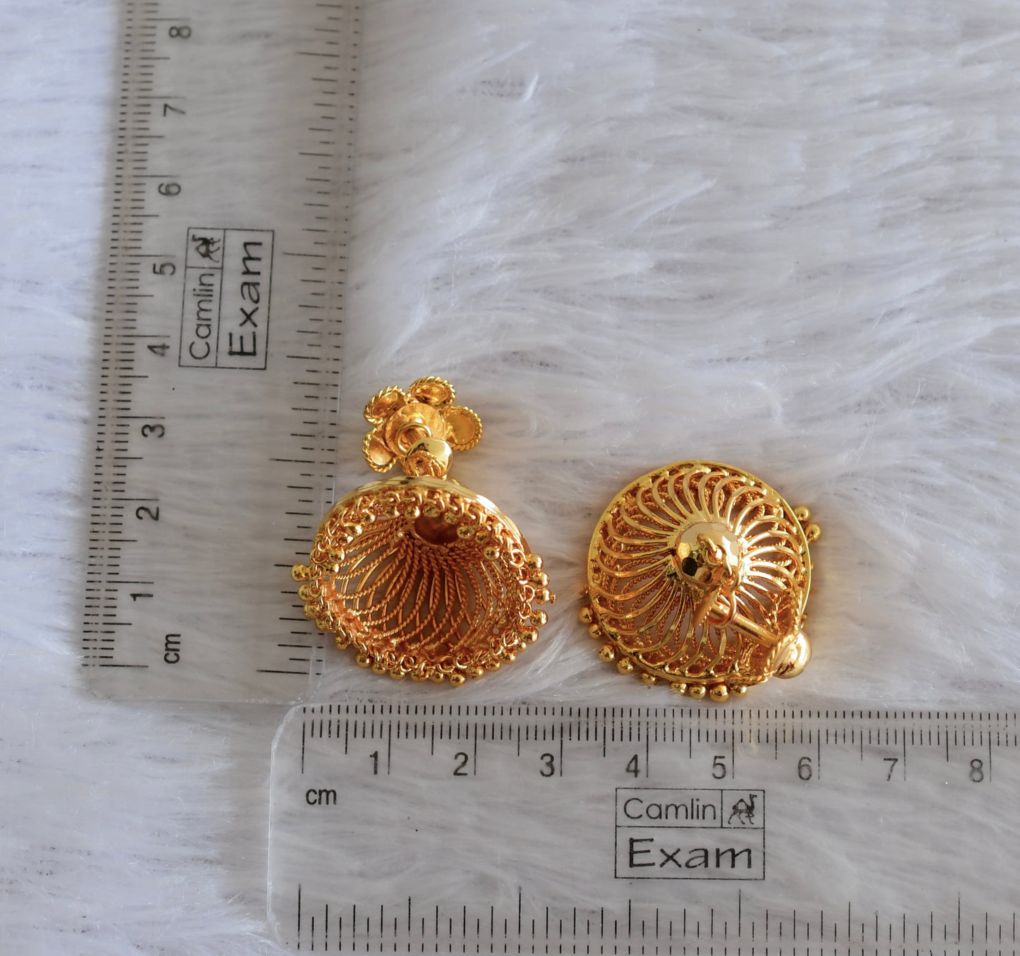Gold tone Kerala style flower jhumkka dj-51809