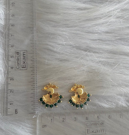 Gold tone green beaded stud/earrings dj-51261