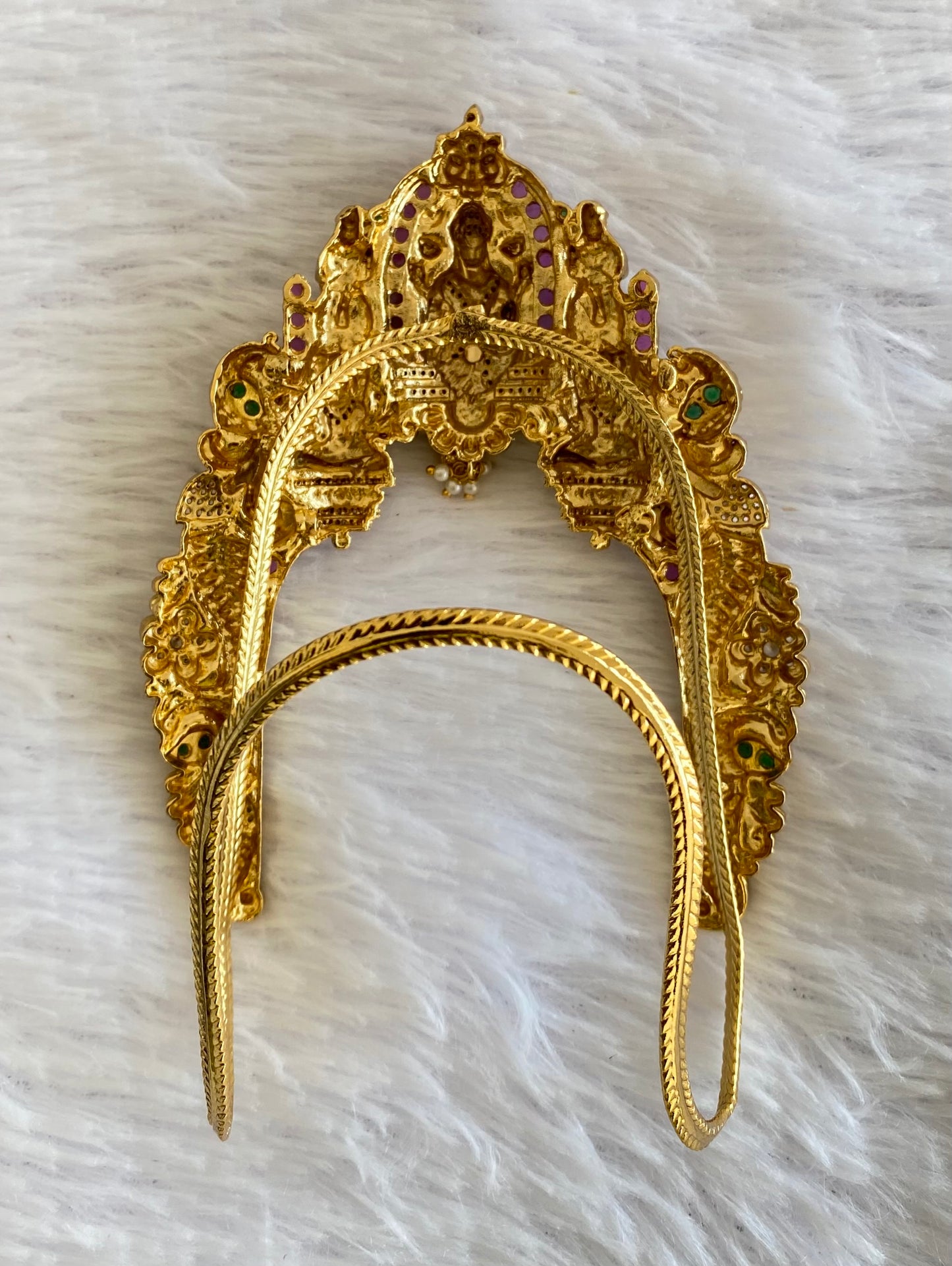 Antique gold tone cz ruby-green Lakshmi vanki/bajuband dj-52744