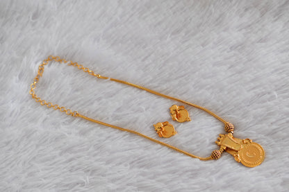 Gold tone kerala style ruby lakshmi coin necklace set dj-52688