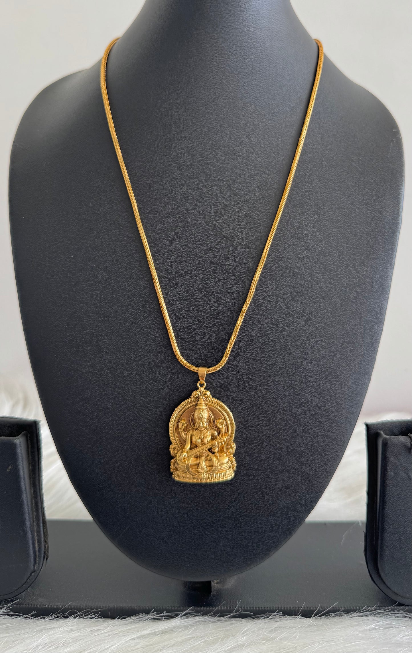 Matte finish 18 inches chain with Saraswathi pendant dj-51232