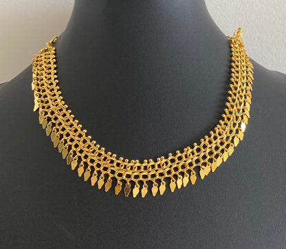 Gold tone kerala style elakka thali choker necklace dj-54102
