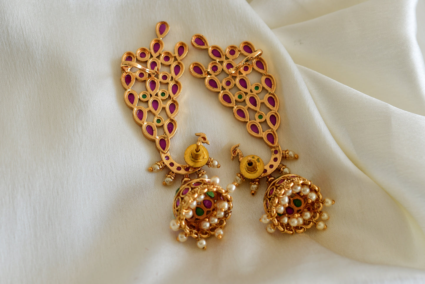 Matte finish kemp-green-pearl peacock khanpool jhumkka dj-52560