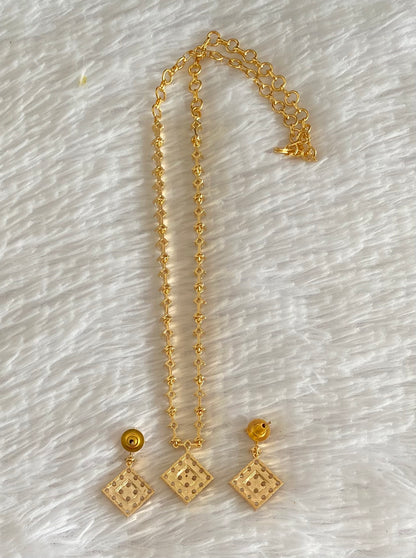 Gold tone cz white stone necklace set dj-54337