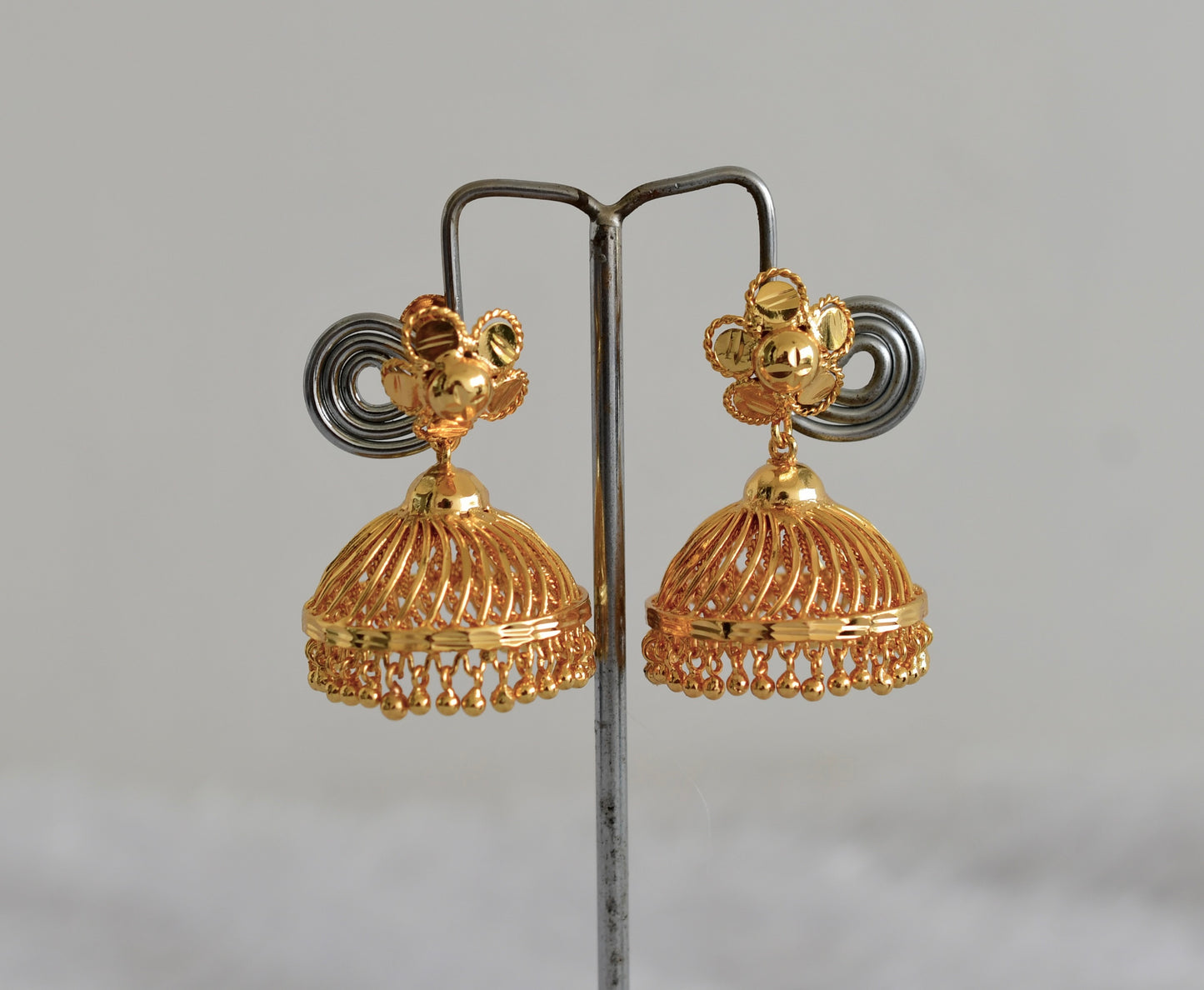 Gold tone Kerala style flower jhumkka dj-51809