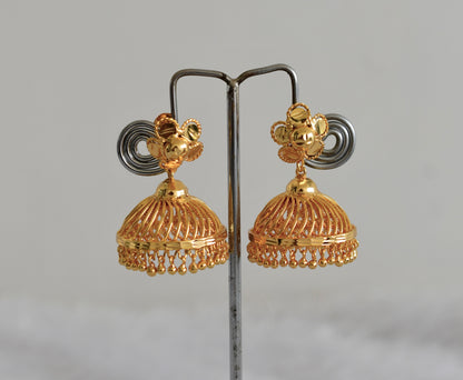 Gold tone Kerala style flower jhumkka dj-51809