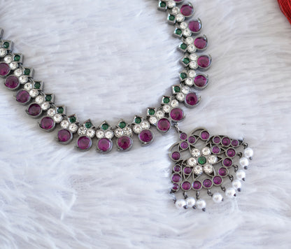 Black finish precious kemp-green-white pearl mango necklace dj-50518