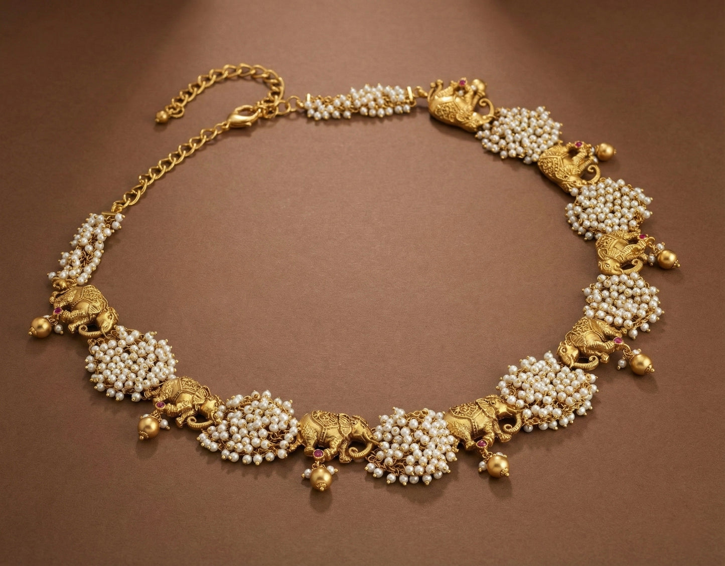 Matte finish pink pearl cluster Elephant Waist band dj-39524