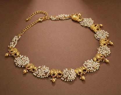 Matte finish pink pearl cluster Elephant Waist band dj-39524