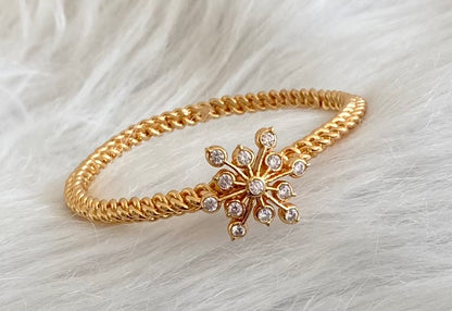 Gold tone AD white stone flower kada/bangle(2.8) Dj-53889