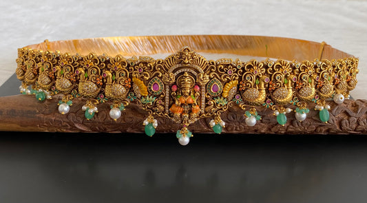Matte finish meenakari lakshmi swan waist belt dj-53522