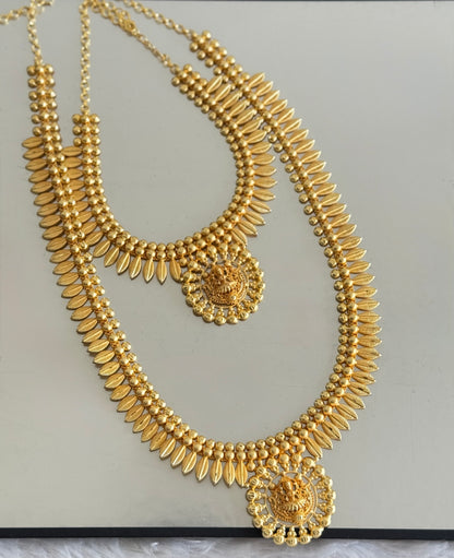 Matte Gold tone kerala style Lakshmi combo set dj-51648