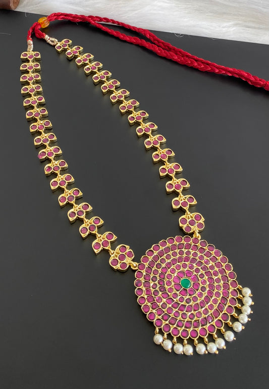 Gold tone precious kemp-green round pearl haar dj-53940
