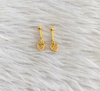 Gold tone cz white stone bugadi screw earrings dj-55127
