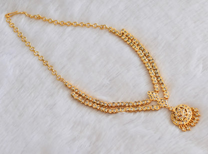 Gold tone AD white south indian style double layer necklace  dj-53336