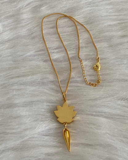 Gold tone white lotus kundan jadau chain with pendant dj-54499