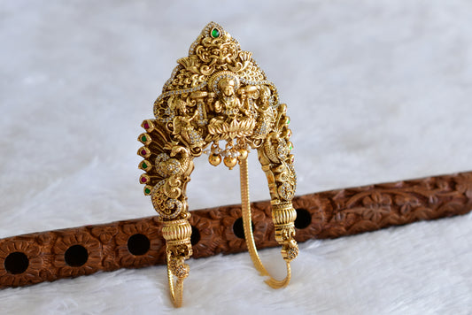 Antique gold tone cz pink-green jadau lakshmi peacock nakshi vanki/bajuband dj-51967
