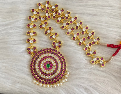 Gold tone precious kemp-green-white round pearl haar dj-53939