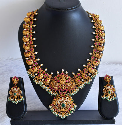 Gold look alike kundan jadau short haar set dj-53007