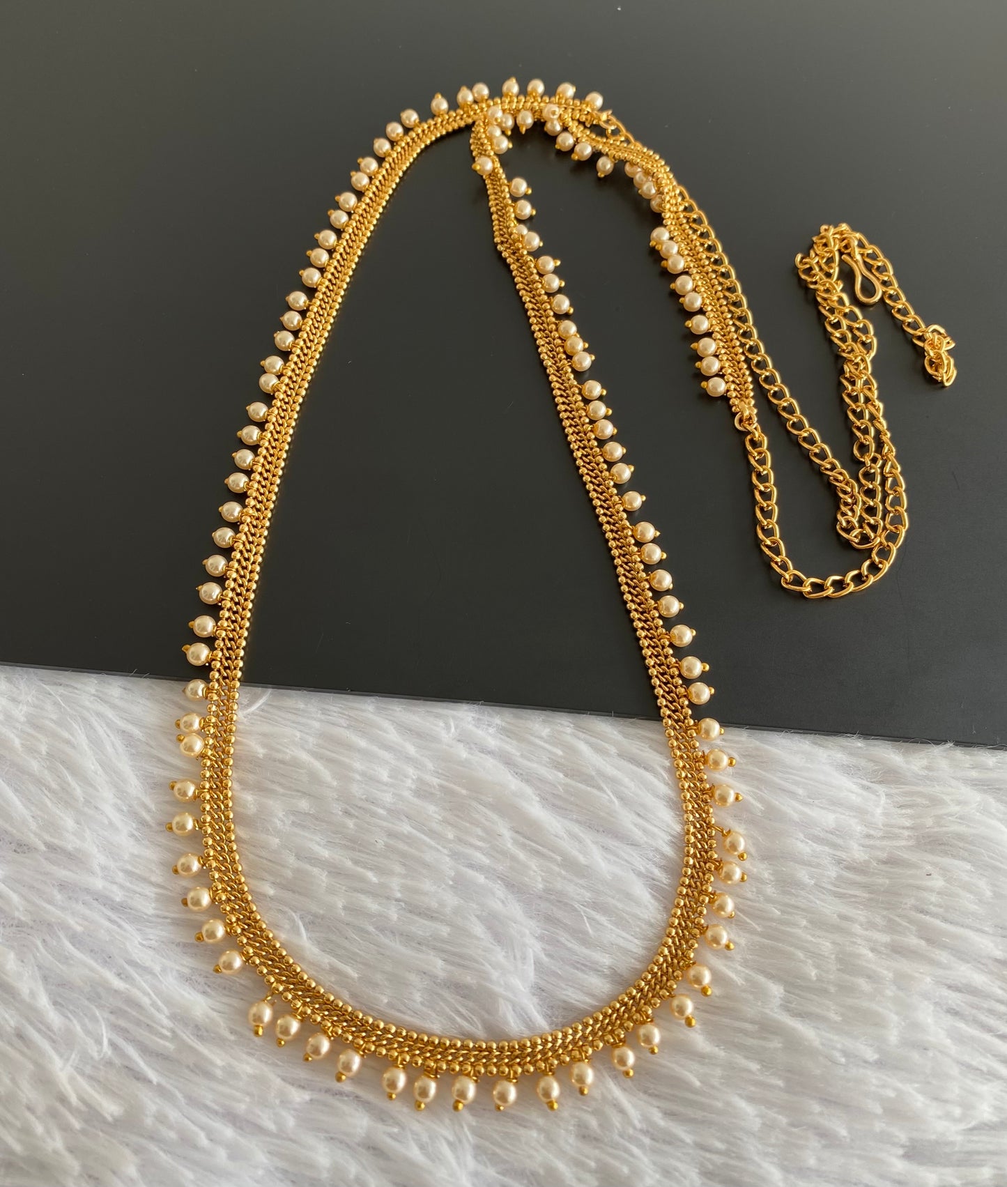 Antique gold tone pearl hip/waist chain dj-53209