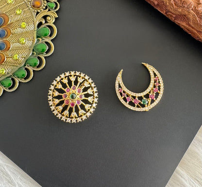 Antique gold tone cz kemp-green sun moon hair jewel- Dj-51352