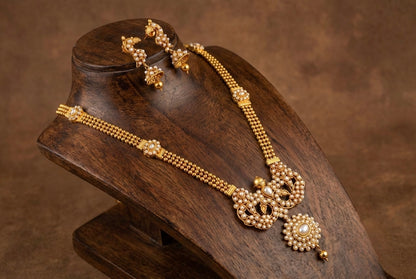 Antique gold tone pearl peacock haar set dj-07000