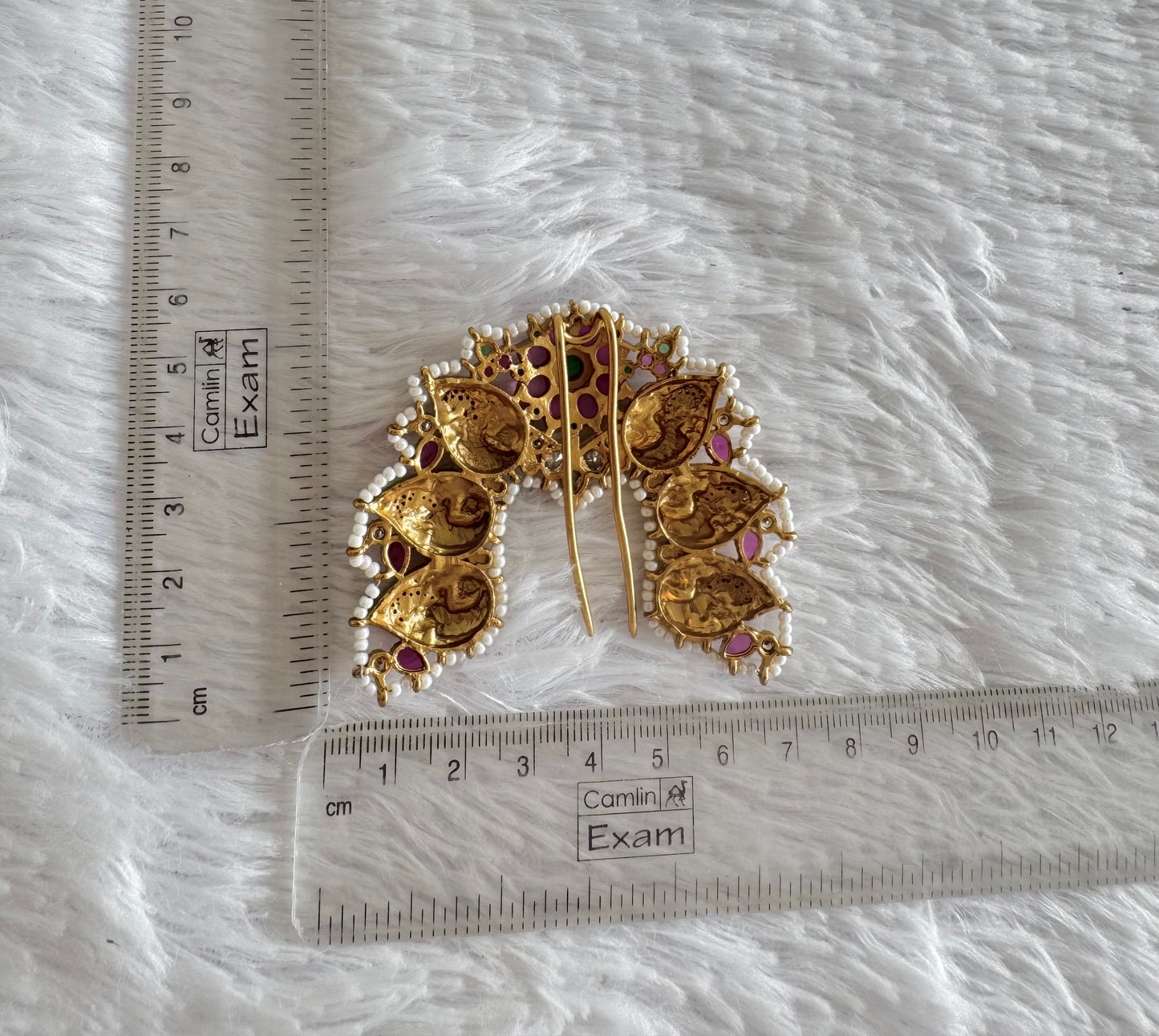 Matte finish kemp-green pearl peacock hair jewel dj-52029