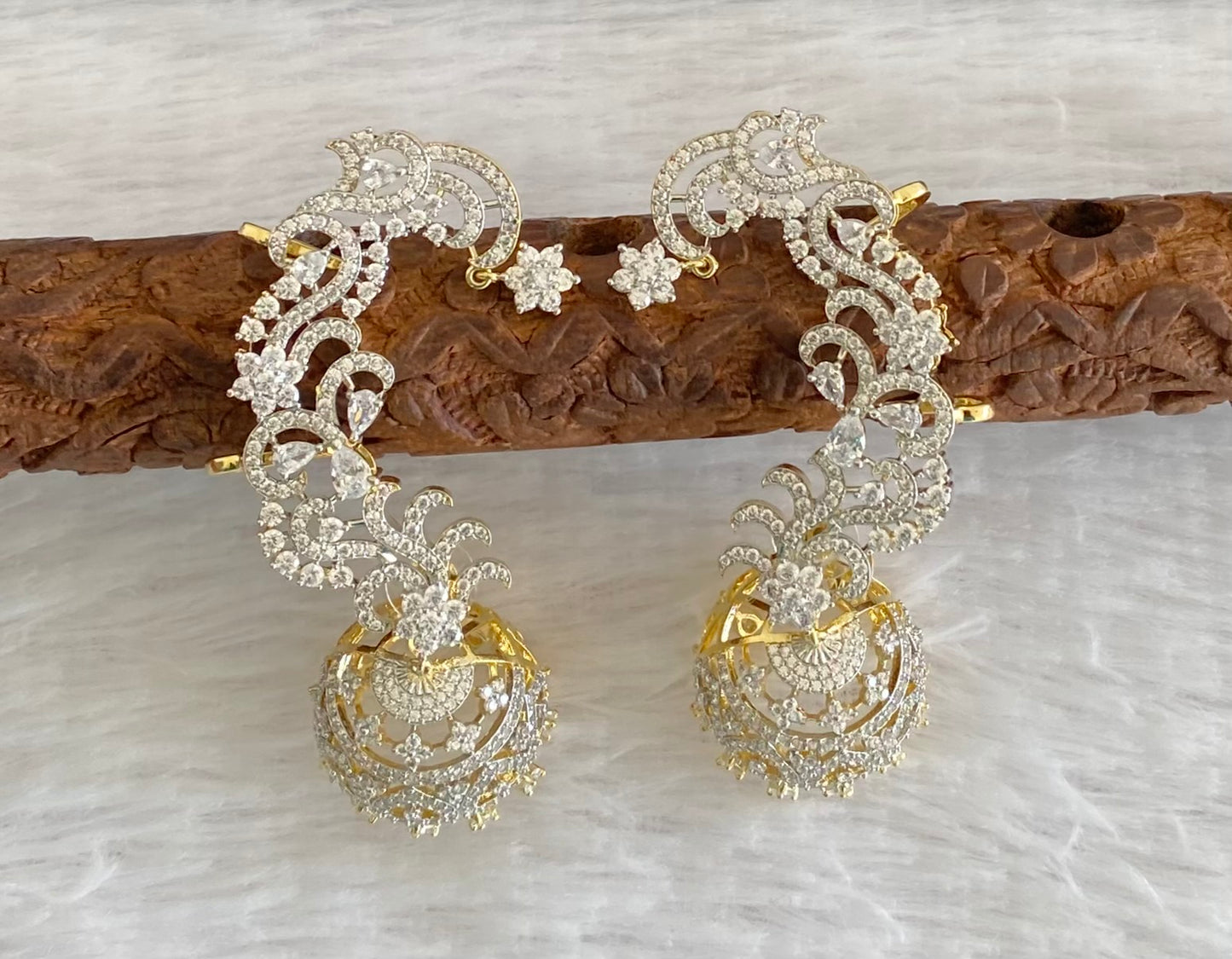 Two tone flower khanpool jhumkka dj-53578