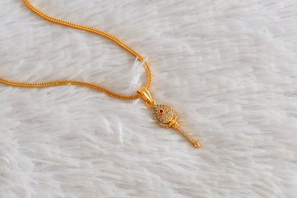 Gold tone 18 inches chain with pink-white stone vel pendant dj-51903