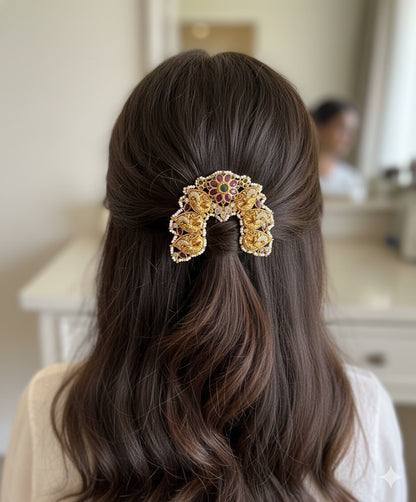 Matte finish kemp-green pearl peacock hair jewel dj-52029