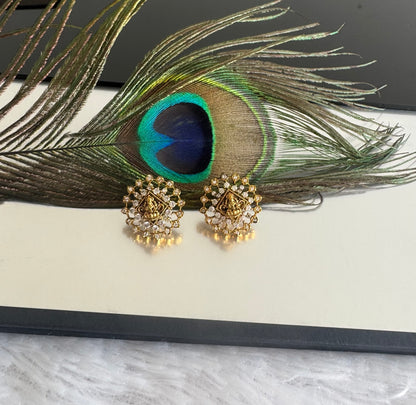 Matte finish white lakshmi round stud/earrings dj-51578