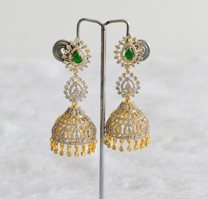 Two tone cz emerald long jhumkka dj-51880