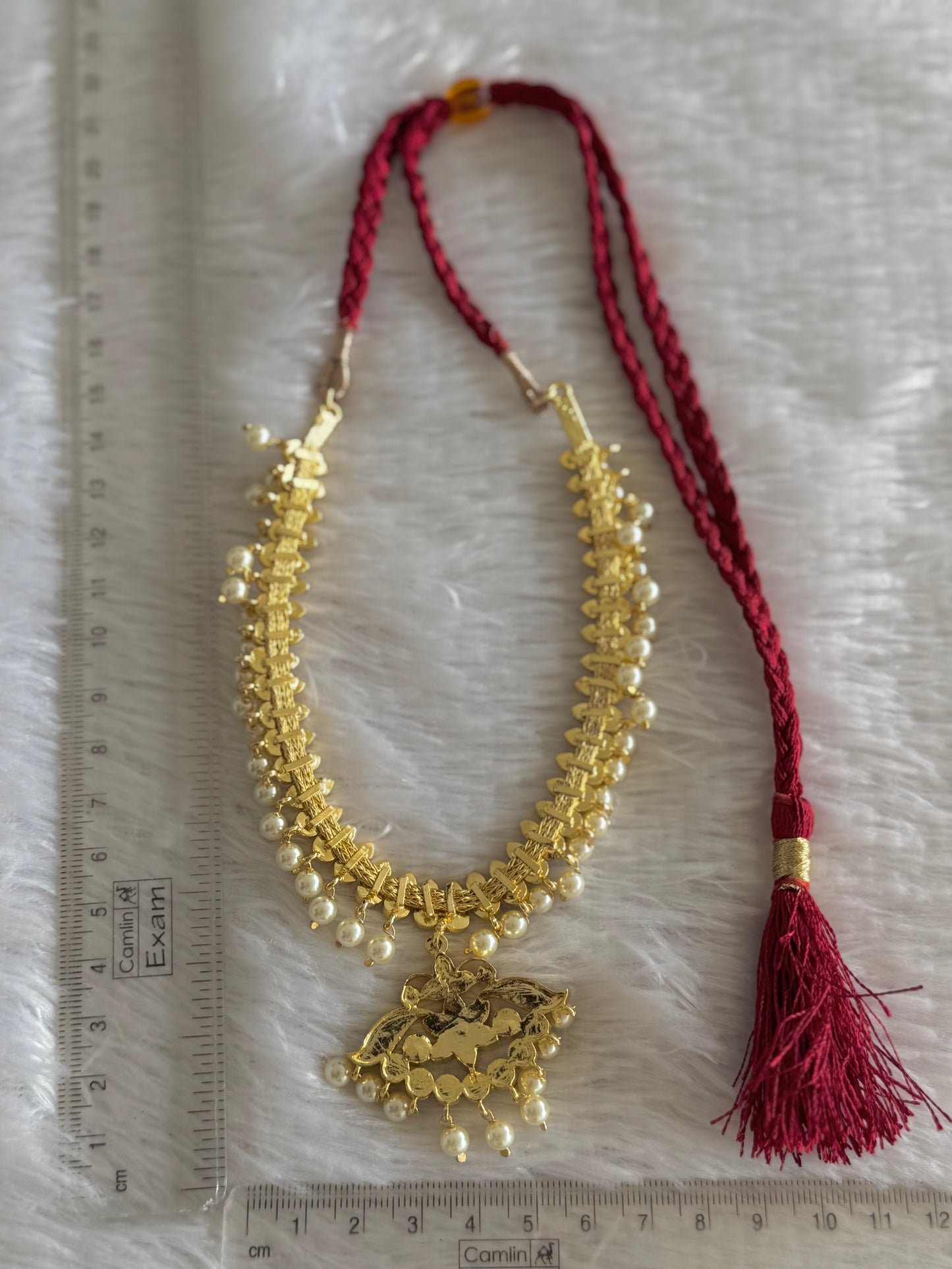 Gold tone precious kemp-white pearl necklace dj-51754