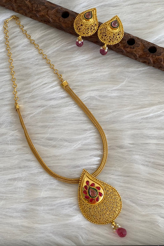 Antique gold tone kemp mango necklace set dj-13558