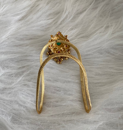 Antique gold tone kemp-green-white stone peacock vanki/bajuband dj-54482