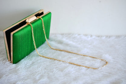 Tanjore painted green silk clutch dj-52657
