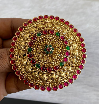 Antique gold tone kemp-green round hair jewel (rakodi) dj-53631