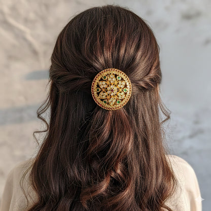 Matte finish kemp-green flower hair jewel dj-52024