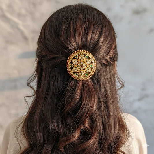 Matte finish kemp-green flower hair jewel dj-52024