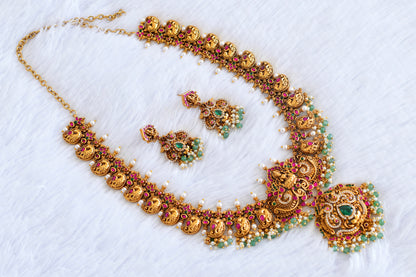 Gold look alike kundan jadau short haar set dj-53007