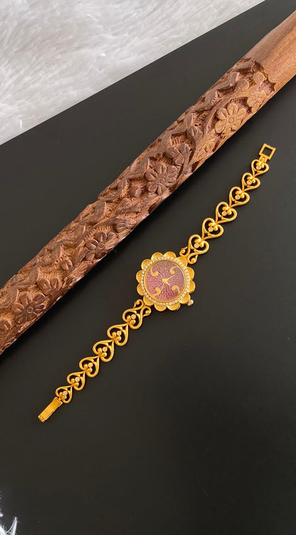 Matte finish ruby stone wrist watch (without Battery) dj-54042