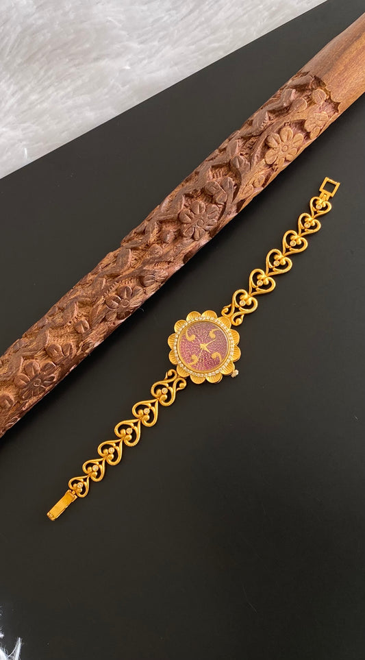 Matte finish ruby stone wrist watch (without Battery) dj-54042