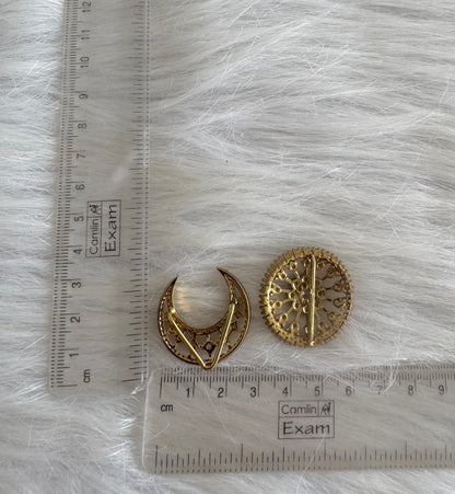 Antique gold tone cz white sun moon hair jewel- Dj-51353