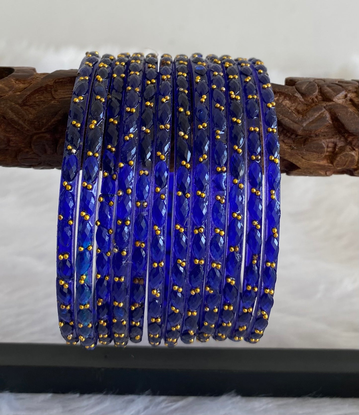 Set of 12 dark blue glass bangles(2.4) dj-52823