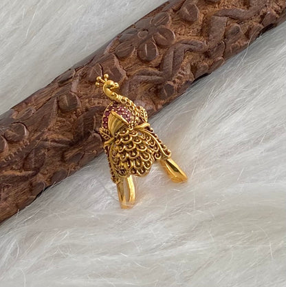 Matte finish pink stone peacock vanki style finger ring dj-55032