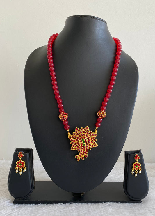 Gold tone Kemp-green flower beaded Necklace Set-dj15920