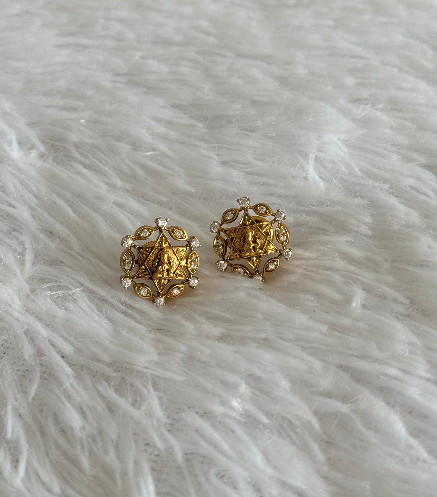 Matte finish white lakshmi star stud/earrings dj-51580