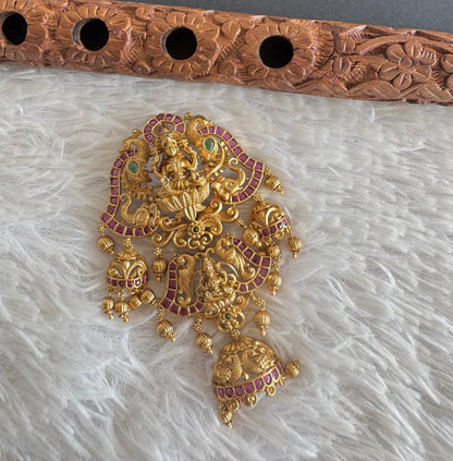 Matte finish kemp-green pearl Lakshmi hair jewel dj-52028