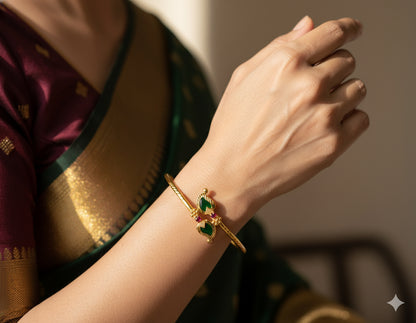 Gold tone pink-green Mango Kerala style kada(2.4) dj-39030