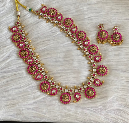 Antique gold tone mango lakshmi kundan jadau mala/haar set dj-54160
